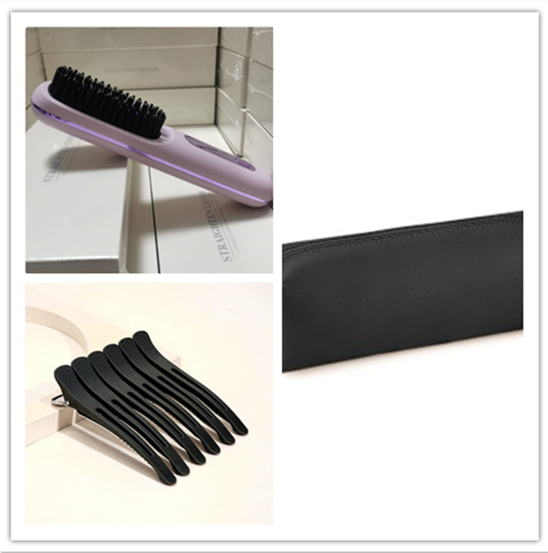 Cepillo alisador de pelo inalámbrico 2 en 1 LuxuryGlow: peine portátil con calefacción USB