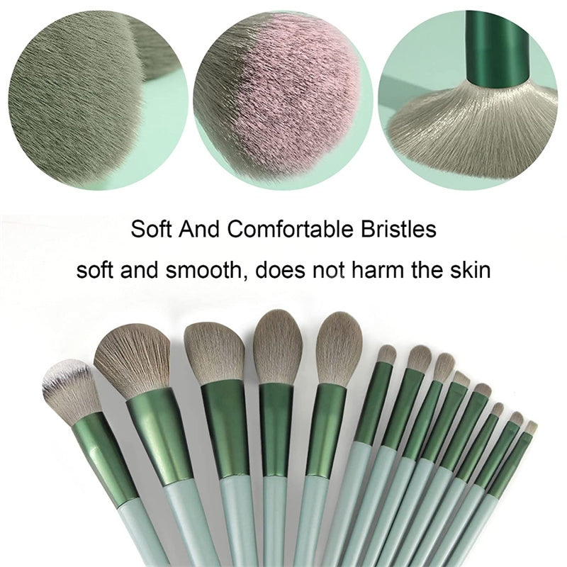 Juego de 13 brochas de maquillaje profesionales LuxuryGlow con cerdas sintéticas suaves