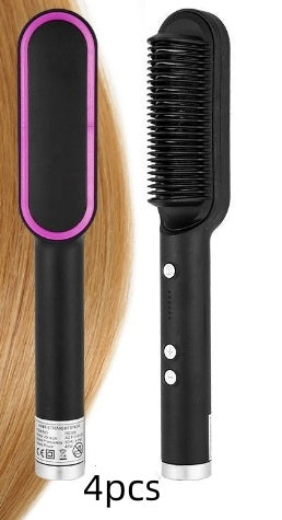 LuxuryGlow 2-in-1 Hair Straightener & Hot Comb – Negative Ion Curling Brush