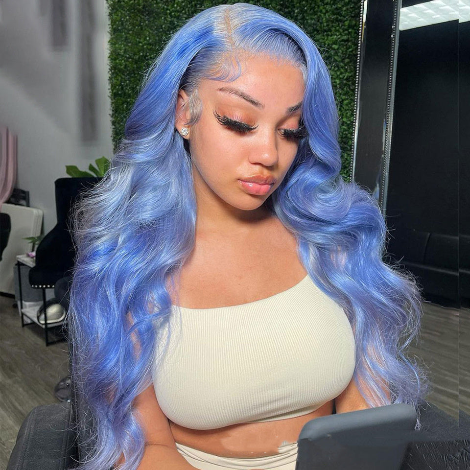 باروكة شعر بشري مموج من LuxuryGlow بجزء أمامي من الدانتيل - باروكة شعر متوسطة الطول بدون غراء مقاس 13×4