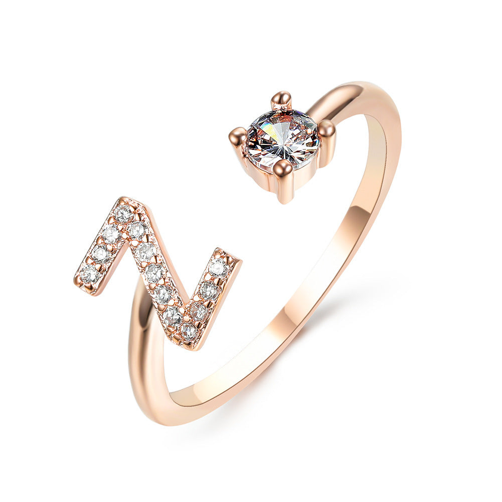 New Design Adjustable 26 Initial Letter Ring Fashion Jewelry For Women Simple Elegant Jewelry - LUXURY GLOW