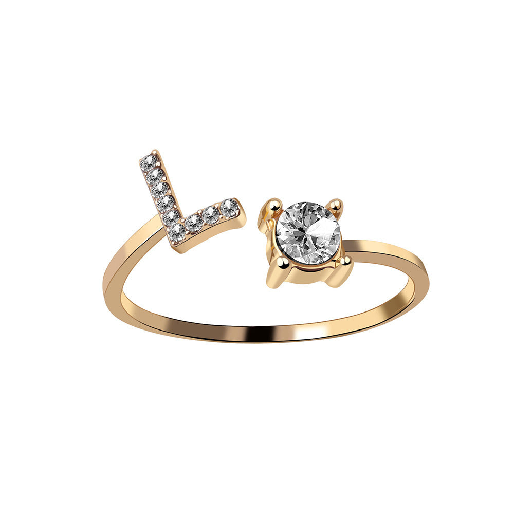 New Design Adjustable 26 Initial Letter Ring Fashion Jewelry For Women Simple Elegant Jewelry - LUXURY GLOW