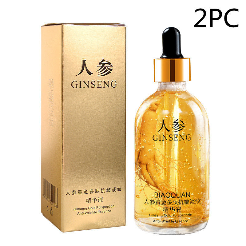 Esencia facial reafirmante y reafirmante con ginseng: suero con infusión de ginseng, oro y cordyceps