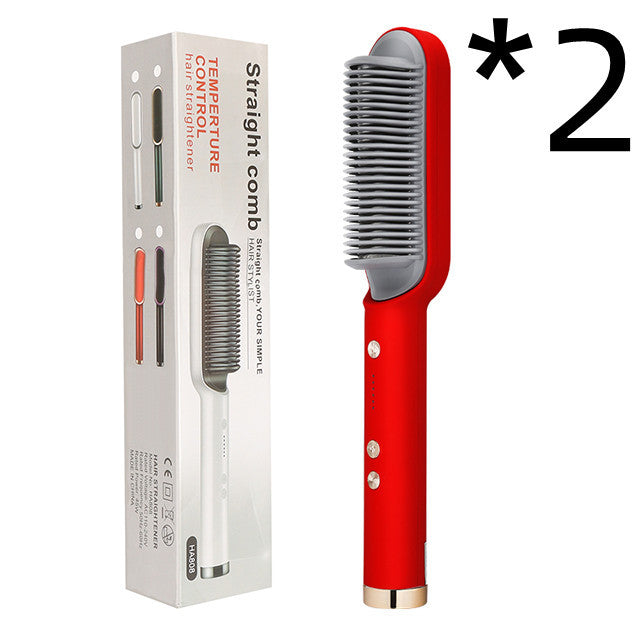 LuxuryGlow 2-in-1 Hair Straightener & Hot Comb – Negative Ion Curling Brush