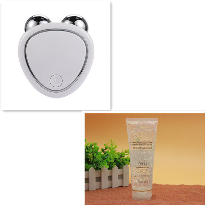 LuxuryGlow Portable Microcurrent Face Lifting Massager – Double Roller Anti-Puffiness Tool