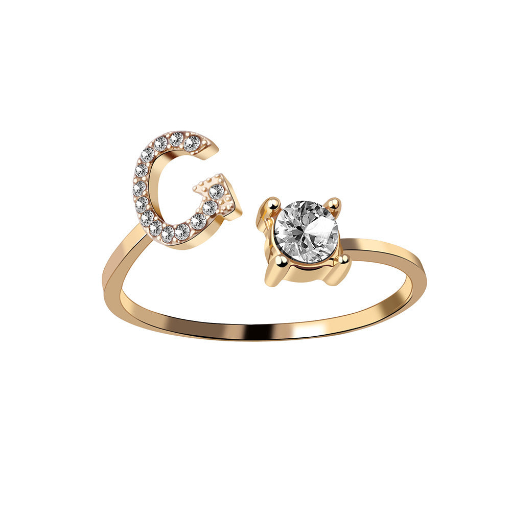 New Design Adjustable 26 Initial Letter Ring Fashion Jewelry For Women Simple Elegant Jewelry - LUXURY GLOW