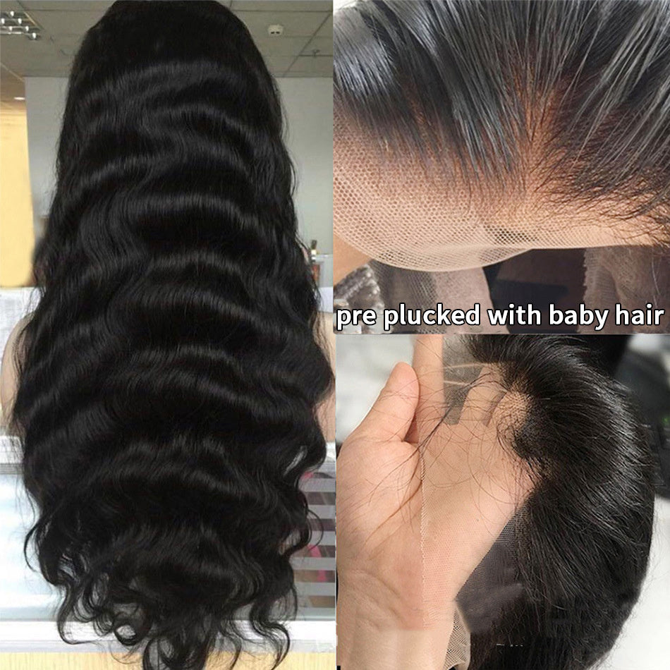 باروكة شعر طبيعي مموج من LuxuryGlow بجزء أمامي من الدانتيل - شعر حقيقي 100%، قابل للصبغ ومنسوج يدويًا