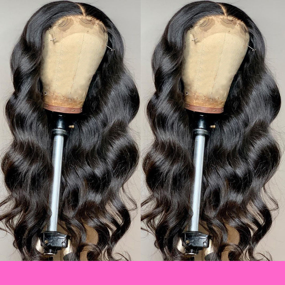 باروكة شعر طبيعي مموج من LuxuryGlow بجزء أمامي من الدانتيل - شعر حقيقي 100%، قابل للصبغ ومنسوج يدويًا