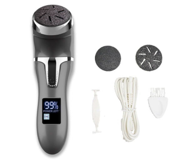 Limpiador de pies eléctrico LCD LuxuryGlow con aspiradora: removedor de callos y herramienta de pedicura