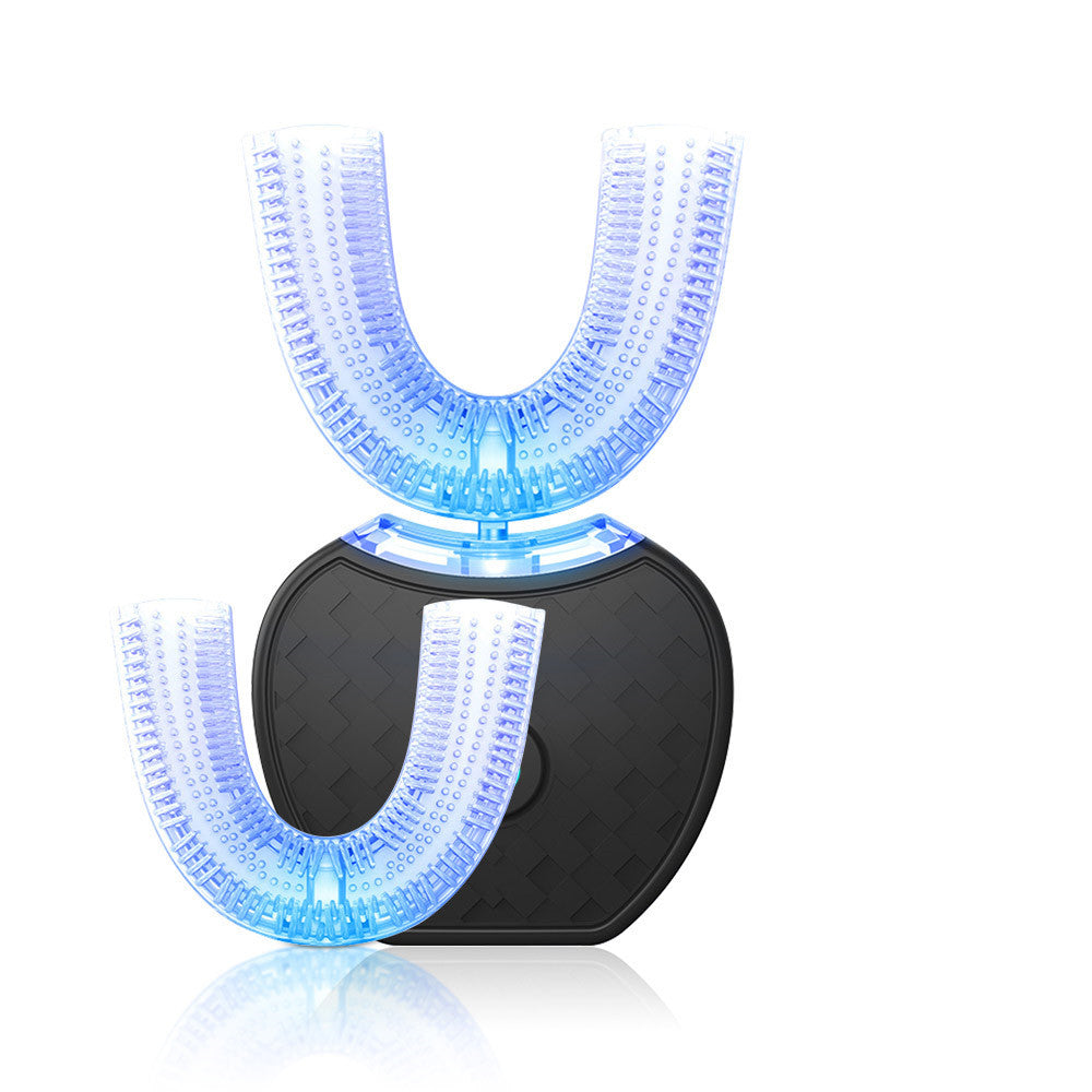 Cepillo de dientes eléctrico automático LuxuryGlow 360°: en forma de U, luz azul, resistente al agua y recargable por USB.