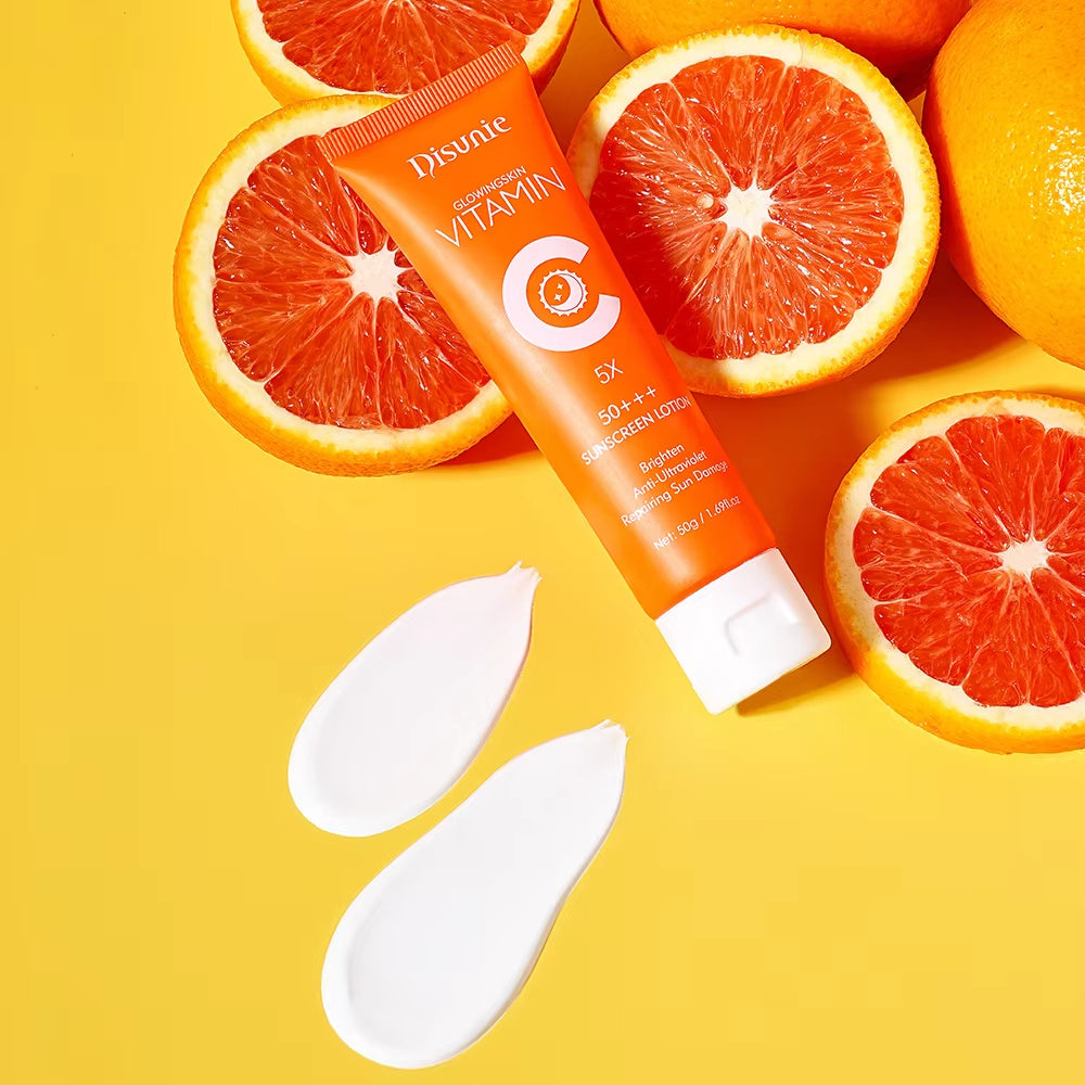 Protector solar Disunie FPS 50 con vitamina C: hidratante iluminador con colágeno para pieles oscuras