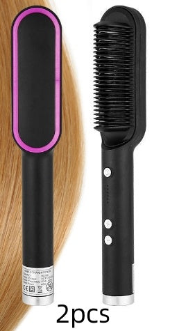 LuxuryGlow 2-in-1 Hair Straightener & Hot Comb – Negative Ion Curling Brush
