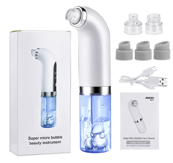 Aspiradora recargable LuxuryGlow para eliminar puntos negros: 5 niveles de succión y 6 sondas