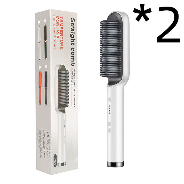LuxuryGlow 2-in-1 Hair Straightener & Hot Comb – Negative Ion Curling Brush