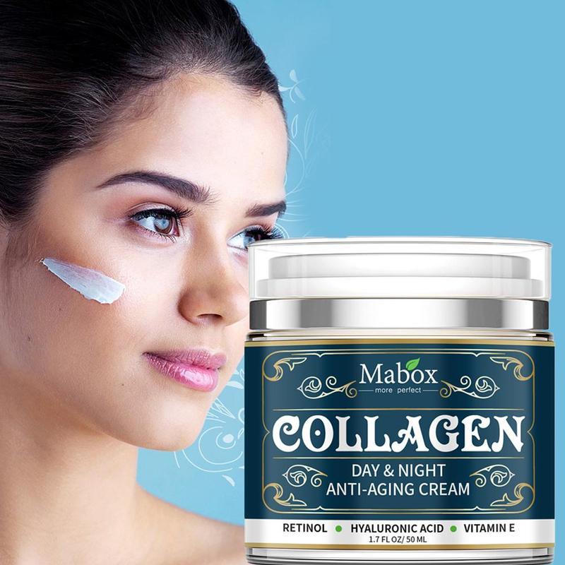 Crema hidratante antiedad con colágeno Mabox: cuidado facial y de cuello de día y de noche