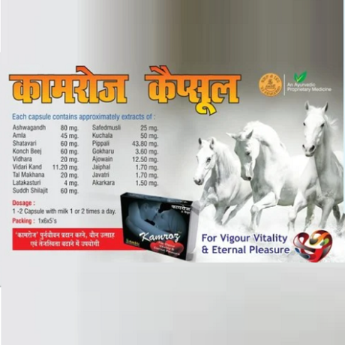 Ambic Kamroz Capsules – Ayurvedic Strength, Stamina & Energy Booster (30 Capsules)