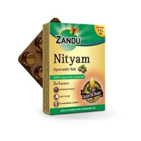 Zandu Nityam Tablets – Ayurvedic Digestive & Bowel Regularity Support (10 Tablets × Pack of 12)