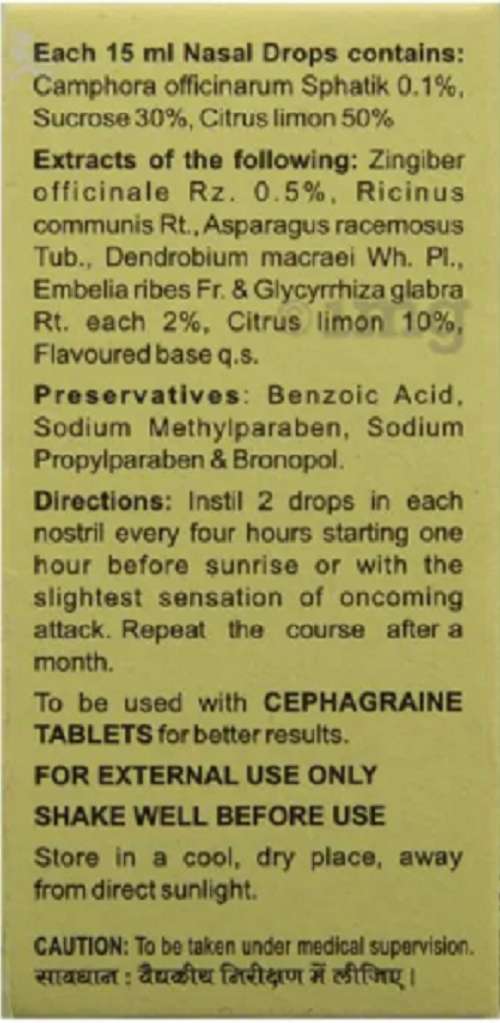 Charak Cephagraine Nasal Drops – Relief from Nasal Congestion & Migraine Discomfort