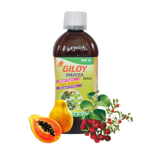 Cura Giloy Papita Aloevera Ras | Immunity Booster & Skin, Gut Health Support Herbal Juice – 500ml
