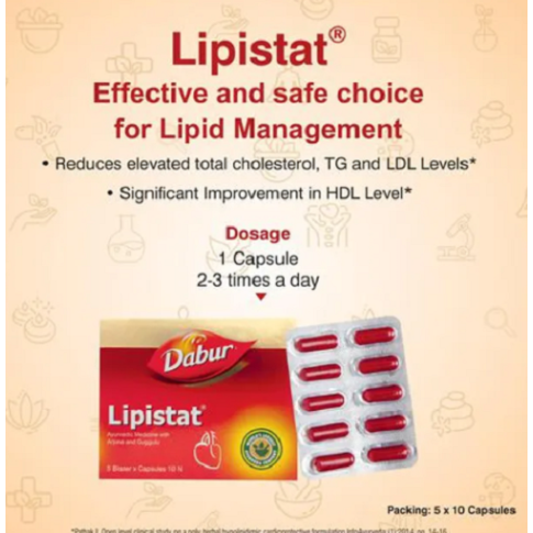 Dabur Lipistat Capsules – Ayurvedic Cholesterol & Heart Wellness Support