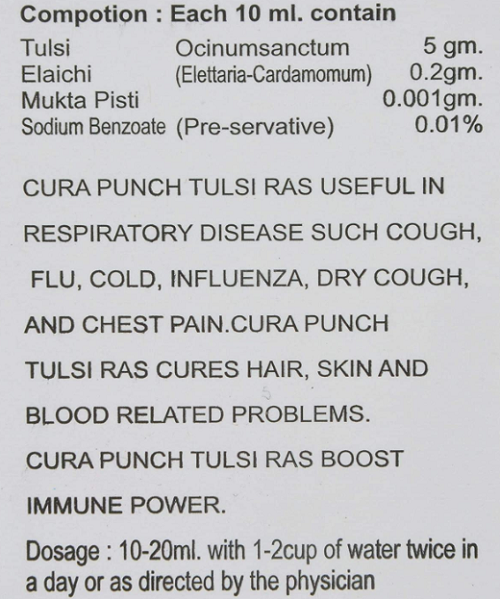 Cura Punch Tulsi Ras – Immunity Booster & Natural Respiratory Wellness Tonic (500ml)