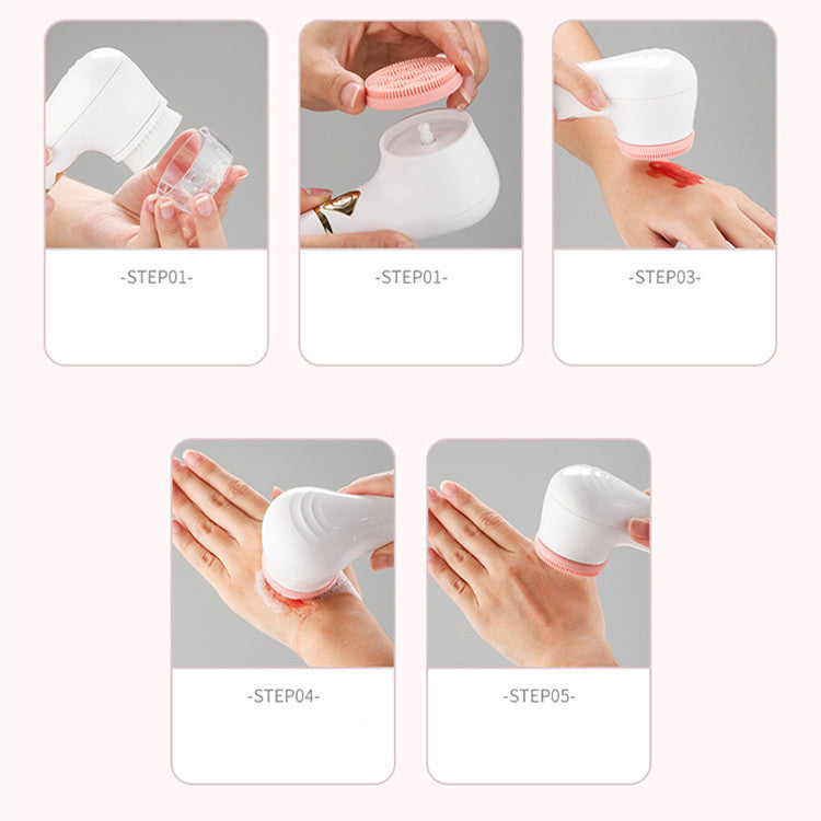 Cepillo limpiador facial eléctrico LuxuryGlow: limpiador profundo de poros y exfoliante (blanco)