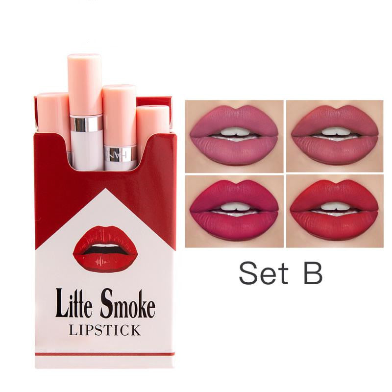 Set de labiales LuxuryGlow Matte Mist: acabado semi-gamuza de larga duración (4 tonos)