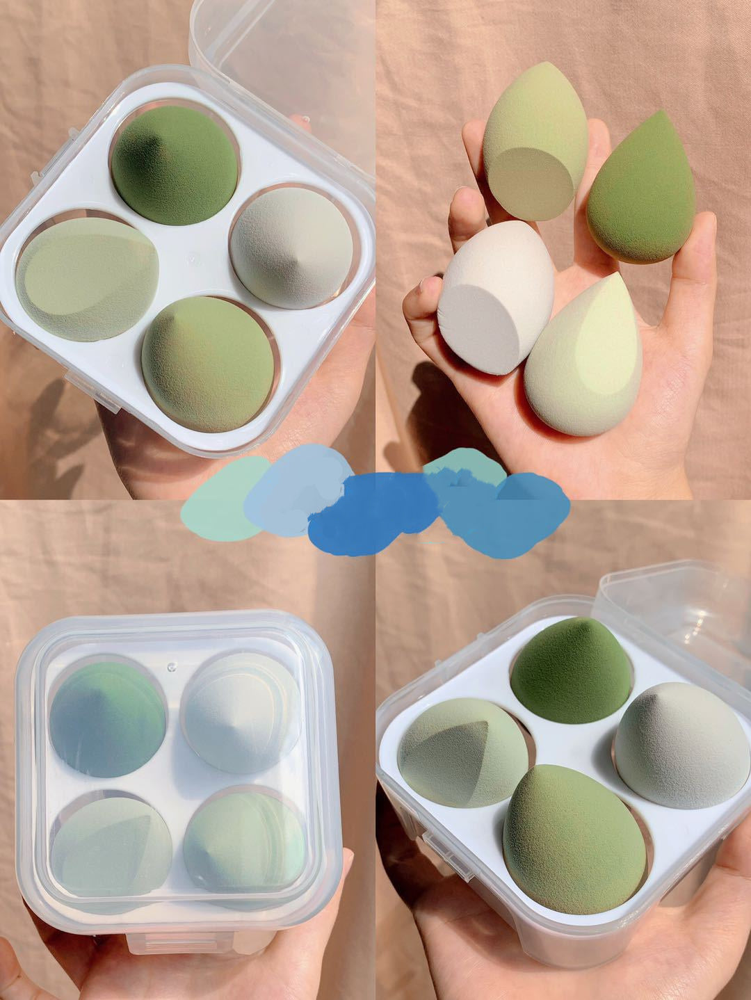 Esponja de maquillaje LuxuryGlow Beauty Egg con estuche protector – Suave esponja sintética