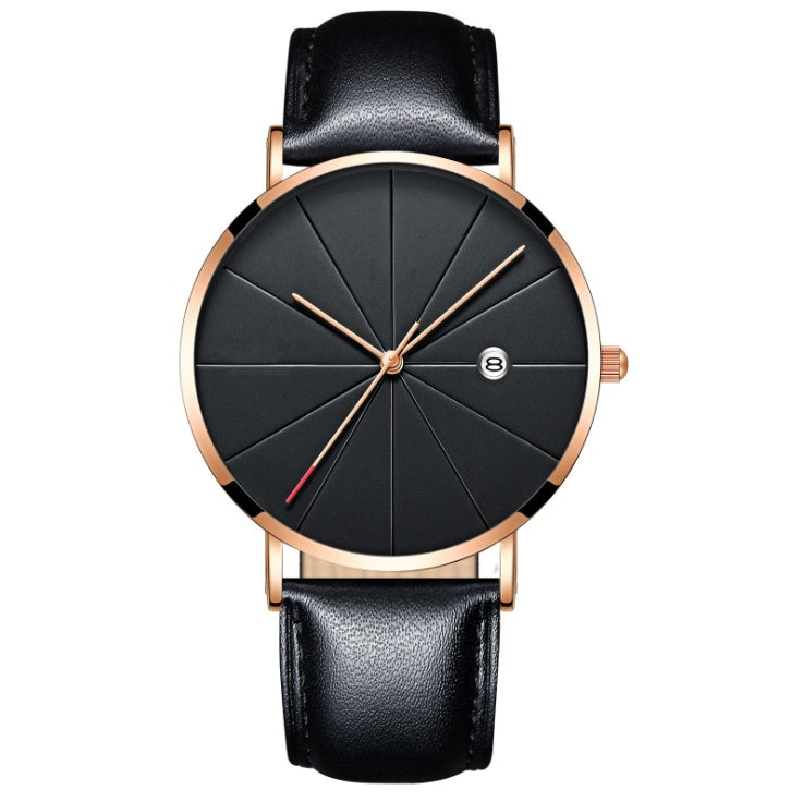 Reloj LuxuryGlow con calendario simple: reloj de cuarzo de acero inoxidable resistente al agua para hombre.