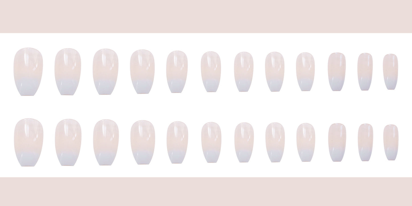 أظافر صناعية قابلة للارتداء من LuxuryGlow Ballet White Gradient - مجموعة من 24 قطعة