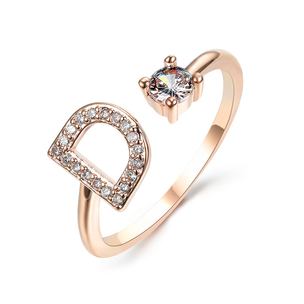 New Design Adjustable 26 Initial Letter Ring Fashion Jewelry For Women Simple Elegant Jewelry - LUXURY GLOW