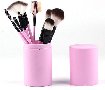 LuxuryGlow 12-Piece Premium Makeup Brush Set with Storage Barrel – Blush, Eyeshadow, Highlighter & More