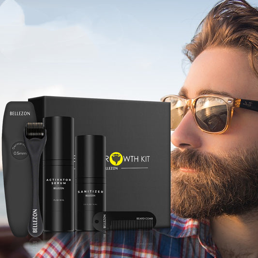 LuxuryGlow Beard Growth Kit for Men – Microneedle Roller & Serum Set for Thicker Beard