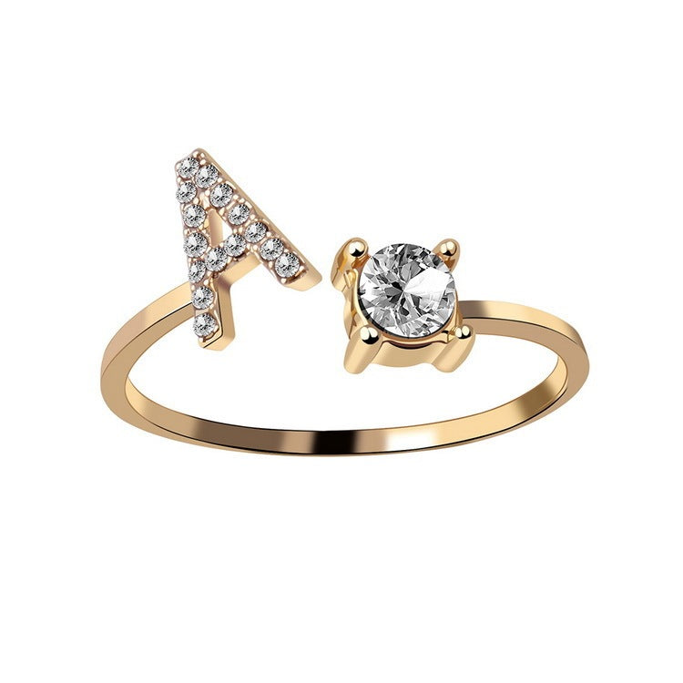 New Design Adjustable 26 Initial Letter Ring Fashion Jewelry For Women Simple Elegant Jewelry - LUXURY GLOW