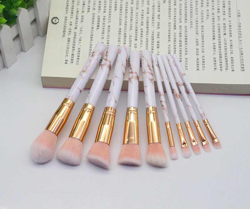 Juego de 15 brochas de maquillaje con diseño marmolado LuxuryGlow