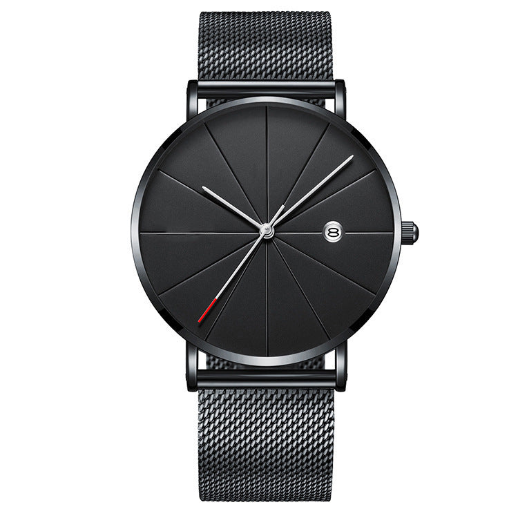 Reloj LuxuryGlow con calendario simple: reloj de cuarzo de acero inoxidable resistente al agua para hombre.