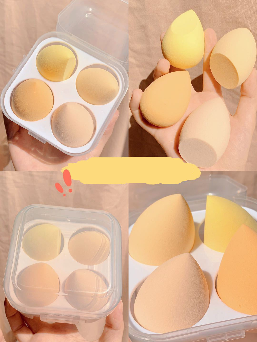 Esponja de maquillaje LuxuryGlow Beauty Egg con estuche protector – Suave esponja sintética