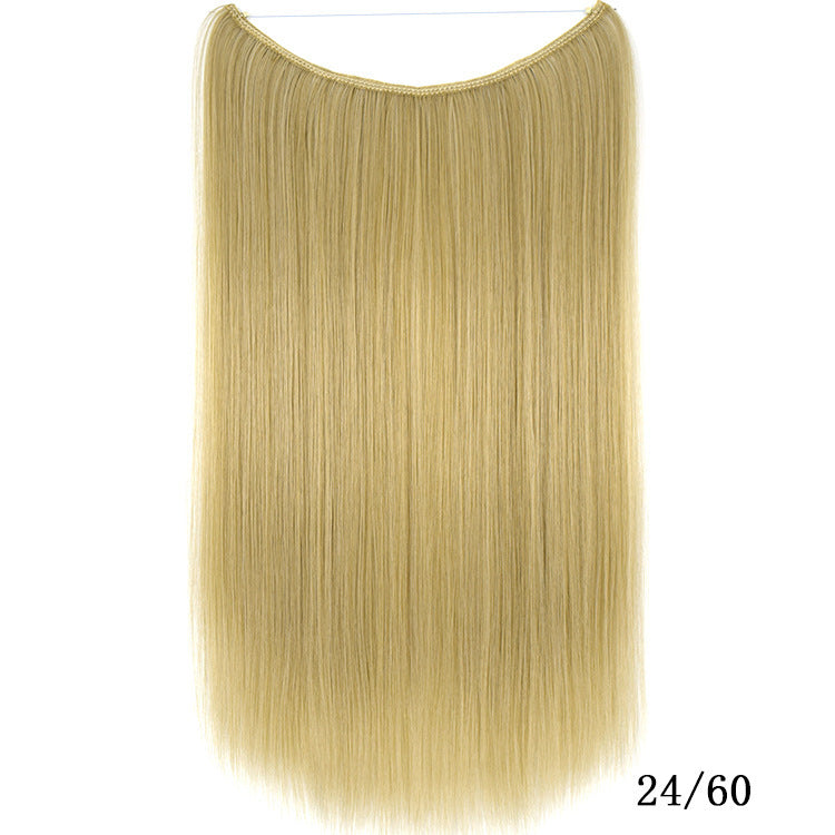 LuxuryGlow 22" Invisible Wire Hair Extensions – No Clips, Silky Straight Hairpiece