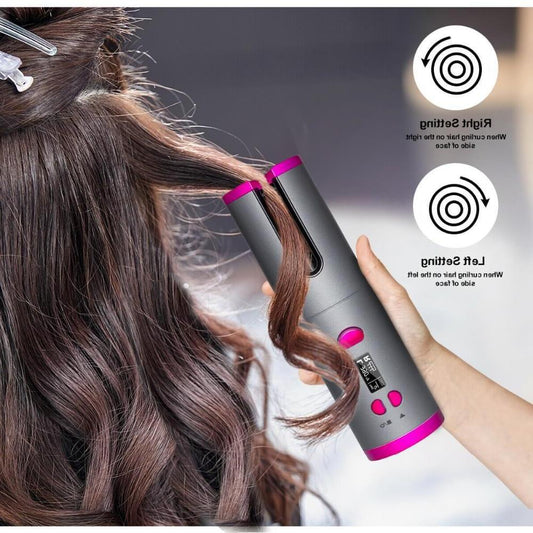 Rizador de pelo automático inalámbrico LuxuryGlow: rizador inalámbrico con 6 ajustes de temperatura