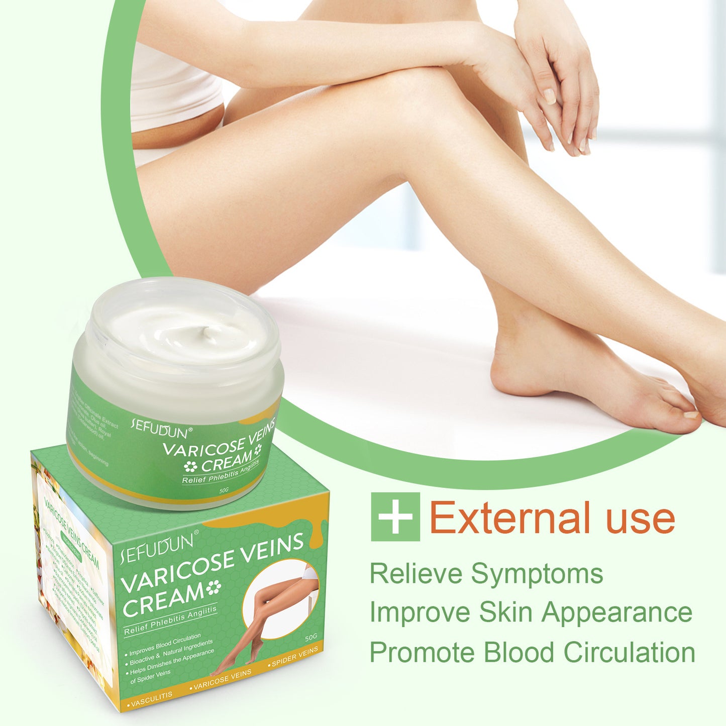 Crema para varices SEFUDUN: reduce hematomas, hinchazón y molestias venosas en las piernas (50 g)