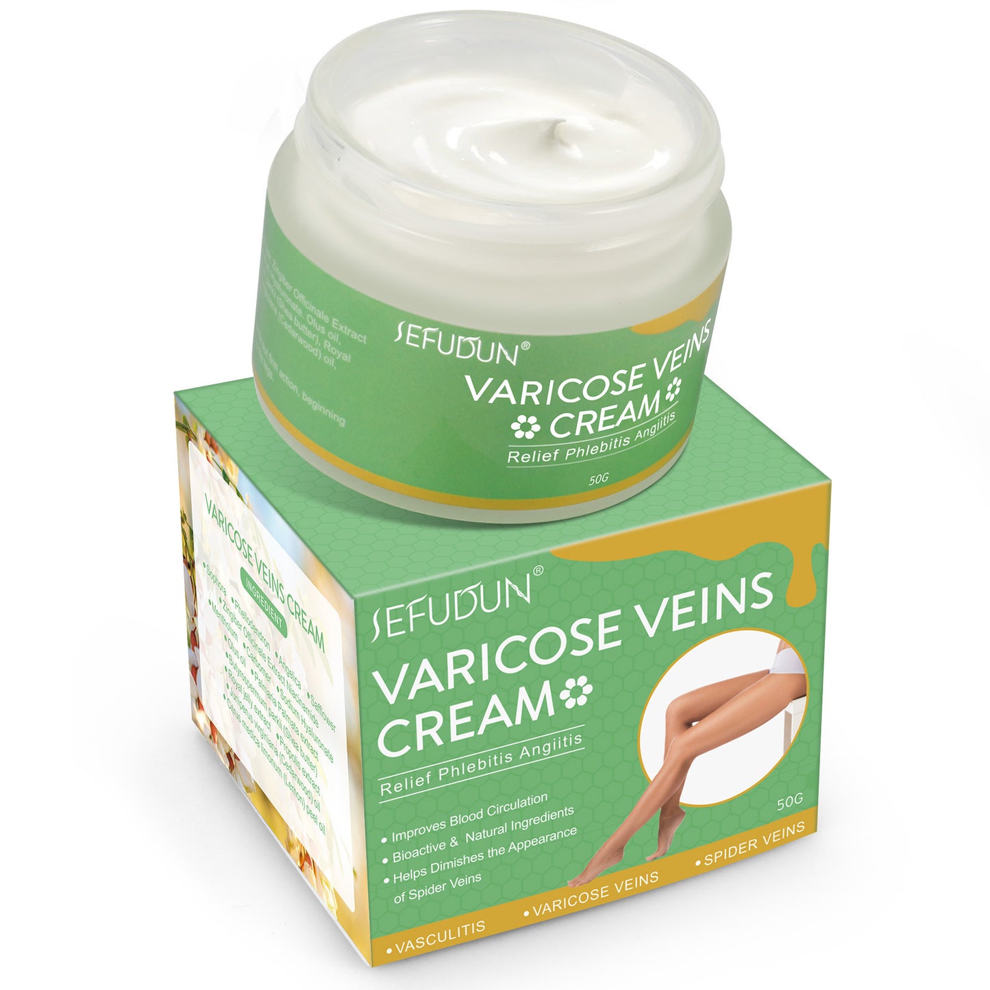 Crema para varices SEFUDUN: reduce hematomas, hinchazón y molestias venosas en las piernas (50 g)