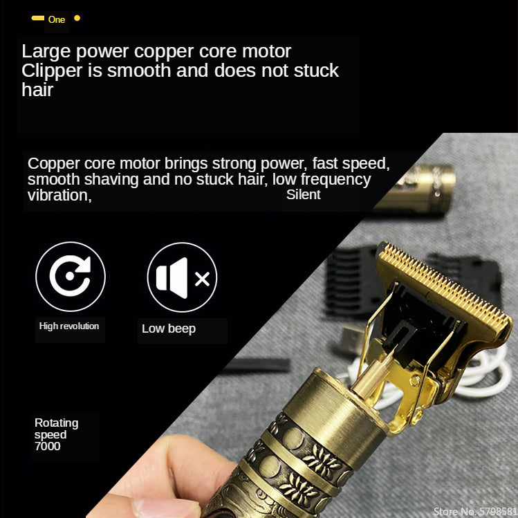 LuxuryGlow Retro T9 Electric Hair Clipper – LCD Display, USB Rechargeable Trimmer