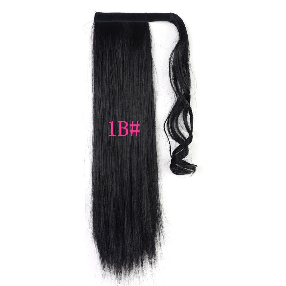 LuxuryGlow 24” Wrap Around Straight Ponytail Hair Extension – Heat-Resistant Synthetic