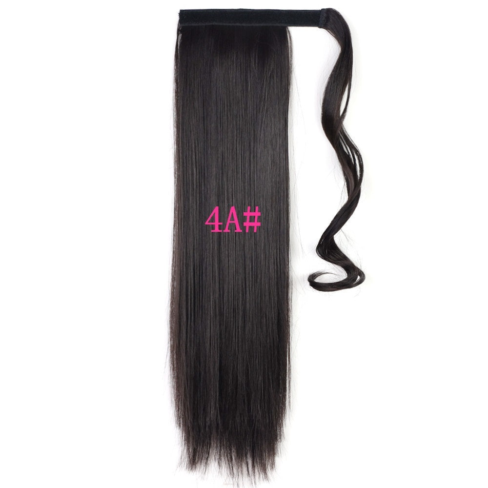 LuxuryGlow 24” Wrap Around Straight Ponytail Hair Extension – Heat-Resistant Synthetic