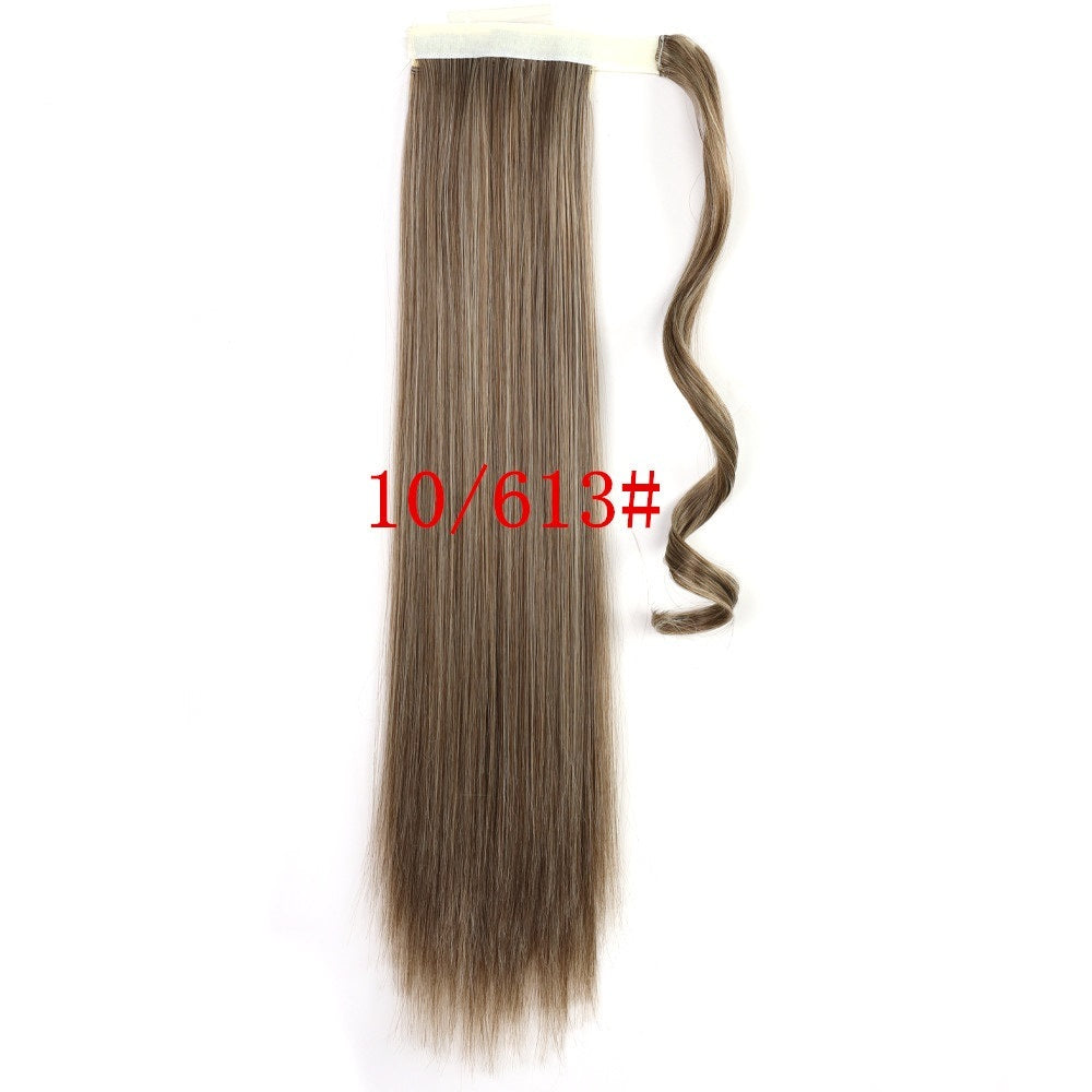 LuxuryGlow 24” Wrap Around Straight Ponytail Hair Extension – Heat-Resistant Synthetic