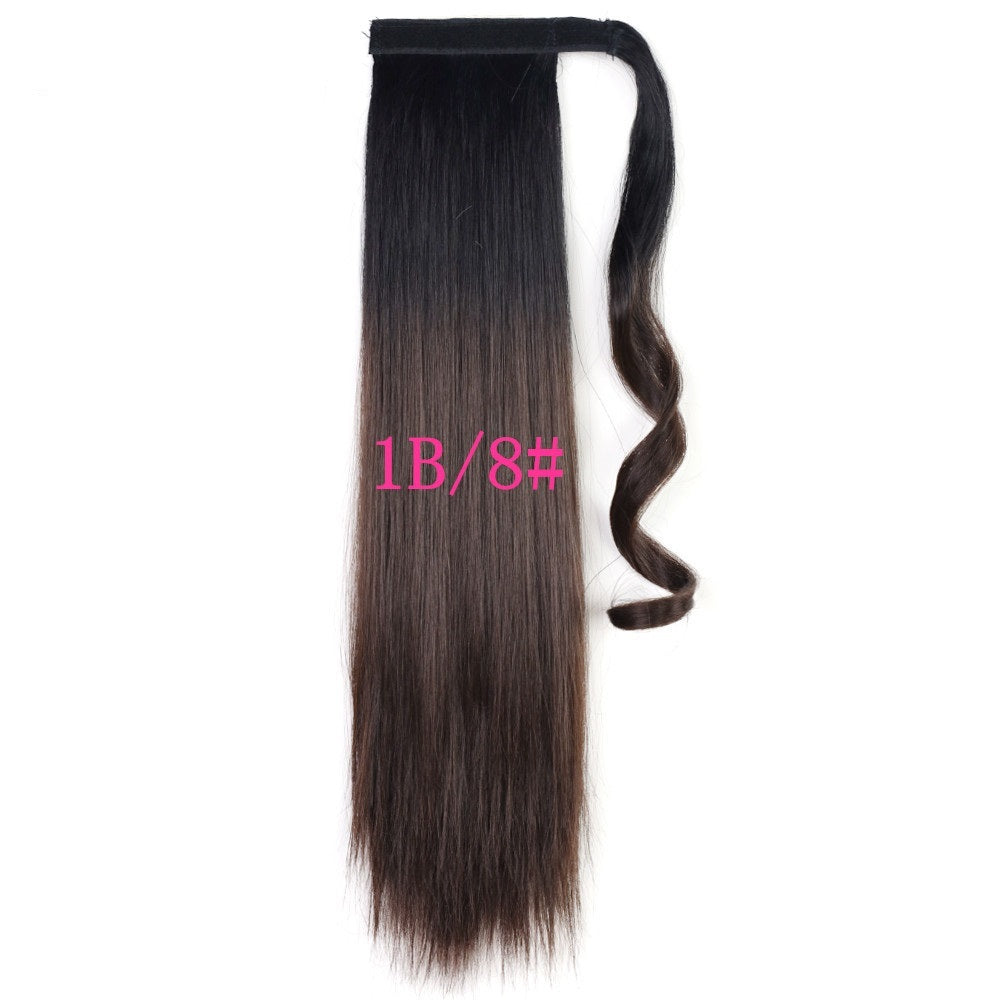 LuxuryGlow 24” Wrap Around Straight Ponytail Hair Extension – Heat-Resistant Synthetic