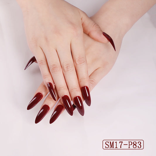 LuxuryGlow Long Almond Press-On Nails – Solid Color False Nail Set for Salon Look