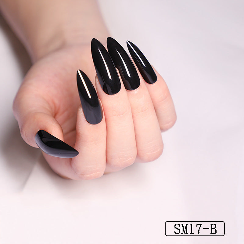 Uñas postizas largas almendradas LuxuryGlow: set de uñas postizas de color liso para un look de salón