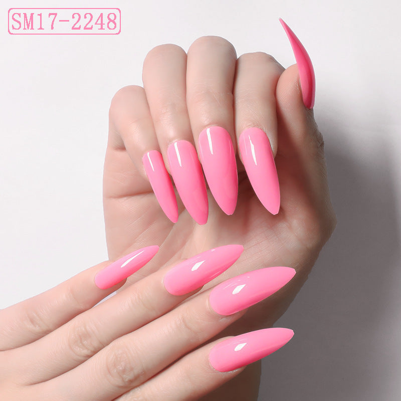 Uñas postizas largas almendradas LuxuryGlow: set de uñas postizas de color liso para un look de salón