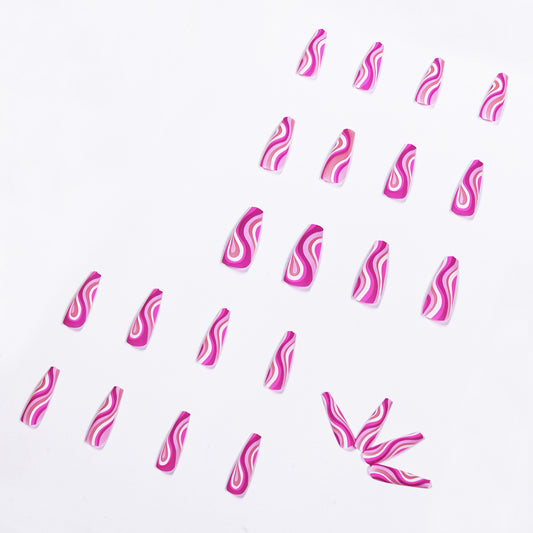 Juego de 24 uñas postizas desmontables LuxuryGlow con pegamento: reutilizables y elegantes.